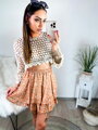 Trendy mini sukně v broskvové barvě
