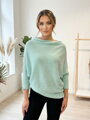 Asymetrický dámský mentolový svetr