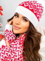 Bílý vánoční komplet šála, čepice a rukavice KPL36-22