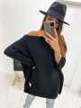 Dámský luxusní prodloužený svetr SW06-20 černý 