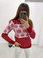 Vánoční svetr červeno-bílá vločka 