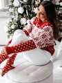Vánoční svetr červeno-bílá vločka 