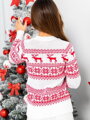 Stylový vánoční svetr bílo-červený SW124-22 