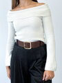 Dámsky svetrový crop top s padnutými ramenami