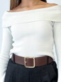Dámsky svetrový crop top s padnutými ramenami