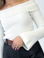 Dámsky svetrový crop top s padnutými ramenami