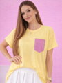 Dámske oversize žlté tričko s trblietkami
