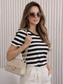 Dámske bielo-čierne pruhované tričko
