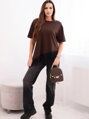 Dámsky bavlnený top ART8493 s čipkou v čokoládovej farbe