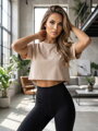 Oversize crop top VSB LILLY v béžové barvě