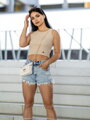 Dámský vroubkovaný croptop VSB LOLLY béžový 
