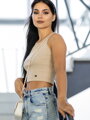Dámský vroubkovaný croptop VSB LOLLY béžový 