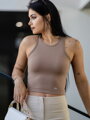 Pohodlný dámský VSB LOLLY croptop v hnědé barvě