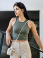Dámský croptop VSB LOLLY oliva 