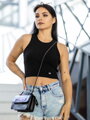 Černý dámský vroubkovaný croptop VSB LOLLY 