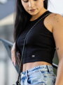 Černý dámský vroubkovaný croptop VSB LOLLY 