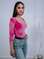 Dámské tričko s výstřihem VSB22 VELUR HELA dark pink