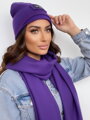 Luxusní teplákový VSB set šála + čepice fialová