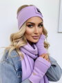 Luxusní teplákový VSB set šála + čelenka lila fialová