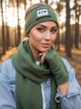 Luxusní teplákový VSB set šála + čelenka olivová