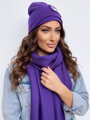 Luxusní teplákový VSB set šála + čepice fialová
