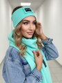 Teplákový VSB set šála + čelenka + rukavice mentolová