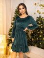 Máma a dcera šaty VSB VELVET SMARAGD