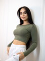 Bawełniany crop top VSB AMI oliwkowy