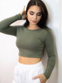 Bavlněný CROP TOP VSB AMI olivový