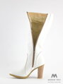 Elegantné kožené čižmy model Ema 08 v bielej farbe