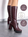 Burgundowe buty na obcasie z prawdziwej skóry LOTTA - bordo