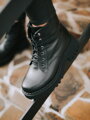 Elegantní kotníkové kozačky z pravé kůže B-01 BLACK