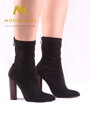 Elegantní černé boty se širokým podpatkem 6049-1 BLACK, POŠKOZENÉ.