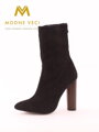 Elegantní černé boty se širokým podpatkem 6049-1 BLACK, POŠKOZENÉ.