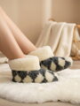 Úžasné papuče z ovčí vlny teploučké model 103 šachovnice