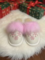 Dámské kožené papuče růžová vločka- model 21