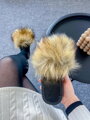 Huňaté papuče hnědé Model 52 dámské s kožešinou