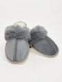 Šedé dámské zateplené papuče s kožešinou model 110