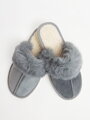 Šedé dámské zateplené papuče s kožešinou model 110