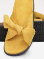 Žluté dámské pantofle s mašlí na léto 2033X-49 