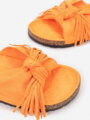 Dámské korkové pantofle v neonově-oranžové barvě F5