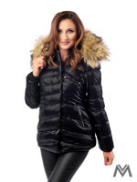 dámská bunda, bunda na zima, zimní bunda, lesklá bunda, bunda s leskem, černá bunda, černá větrovka, bunda s kožešinou
