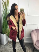 Dámská zimní parka s kožešinou MsF03 - vínová