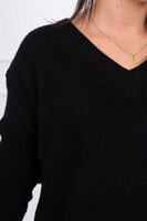 Pletený pulovr s V výstřihem černý 2019-11