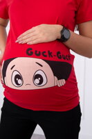 Dámské těhotenské tričko červené 2992