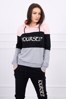 Dámská tepláková souprava YOURSELF černá+růžová+šedá 65456