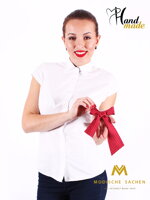 Bílá dámská košile s mašlí Slim Fit VS-DK1721 - červená s tečkami