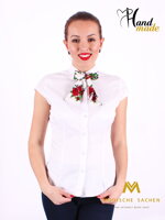 Bílá dámská košile s mašlí Slim Fit VS-DK1722 - folklorní mašle