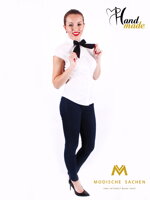 Bílá dámská košile s mašlí Slim Fit VS-DK1724 -černá mašle