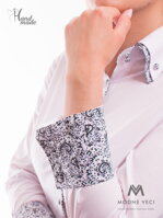 Bílá dámská košile s černým lemem Slim-Fit VS-DK1608
